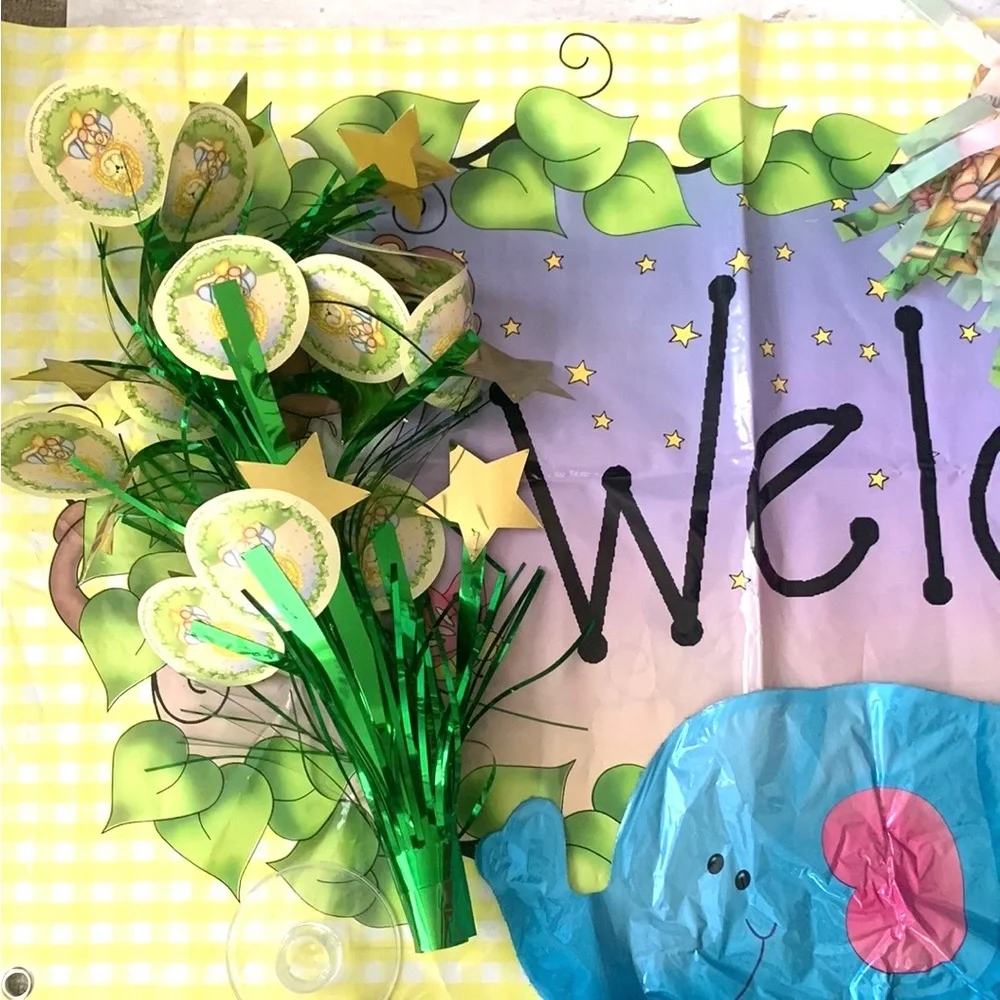 Baby Shower Welcome Baby Banner Party Supplies Decorations Mylar Balloons Set